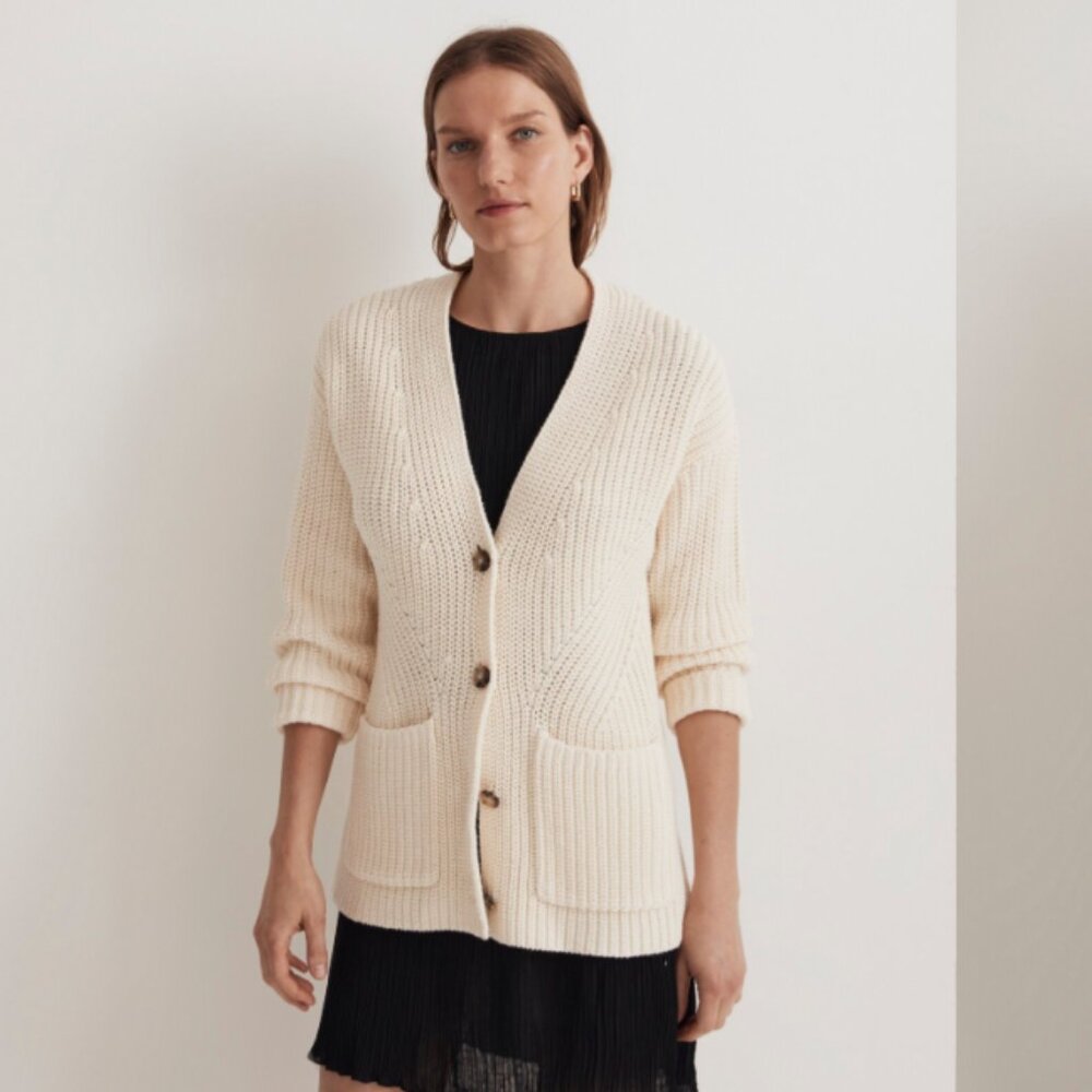 Madewell Textural-Stitch V-Neck Cardigan Sweater – Size XL – New Without Tags